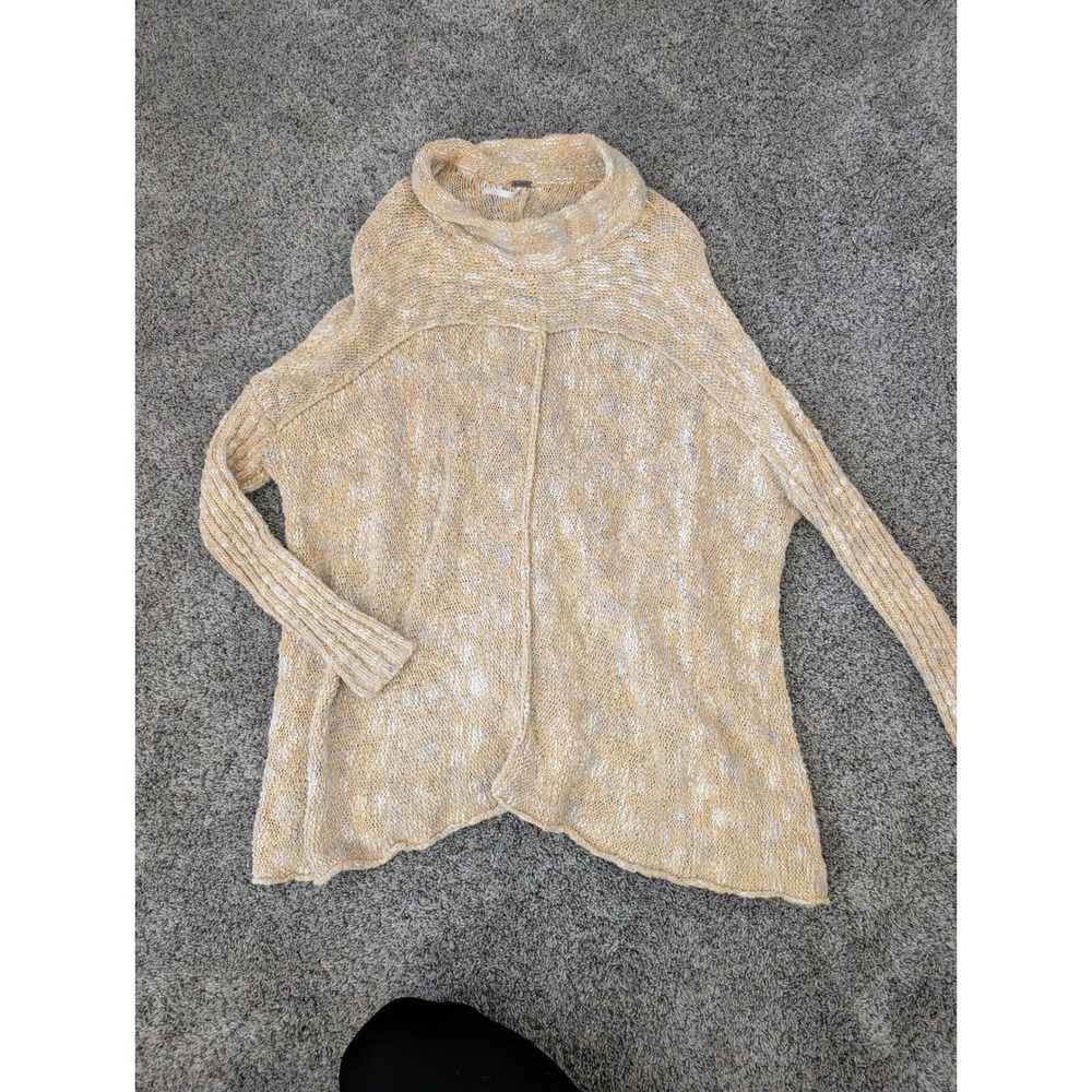 Free People Women XS Yellow Marled Cowl Neck Oversized Chunky Knit Sweater